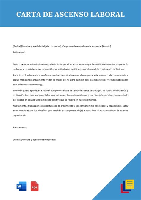 Carta De Ascenso Laboral Descarga Modelo Word Y Pdf