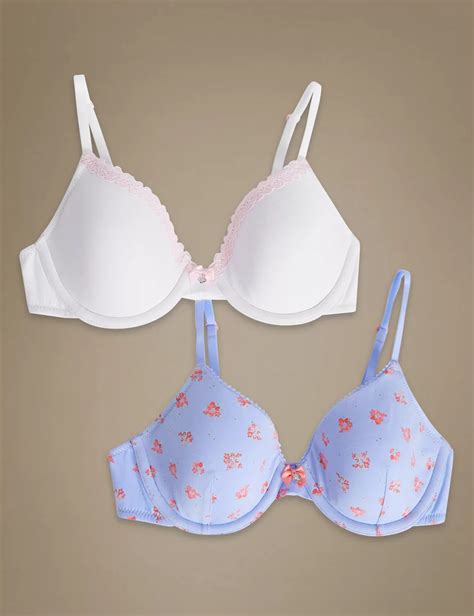 2 pack cotton rich padded full cup bras aa d angel mands
