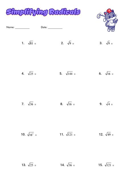 Simplifying Radicals Worksheets Algebra 2
