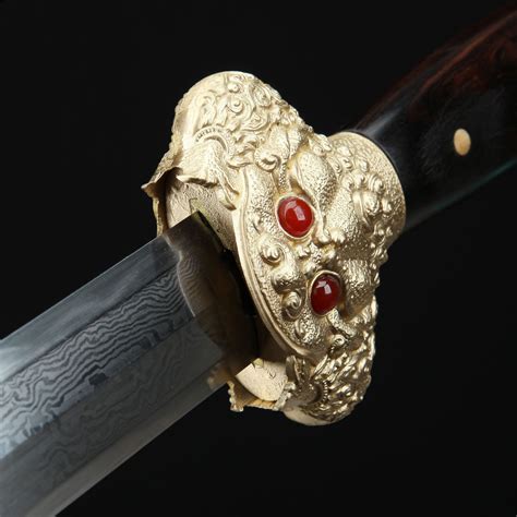 Song Dynasty Sword Handmade Black Sandalwood Damascus Steel Chinese