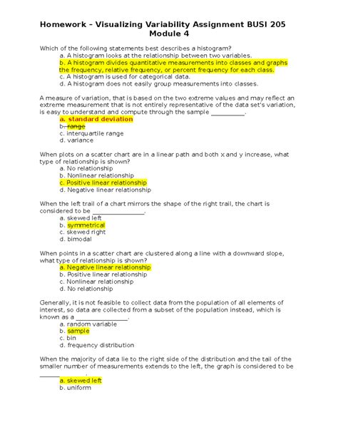 Visualizing Variability Homework Homework Visualizing Variability