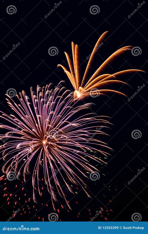 Beautiful Fireworks On The Black Sky Background Stock Image Image Of