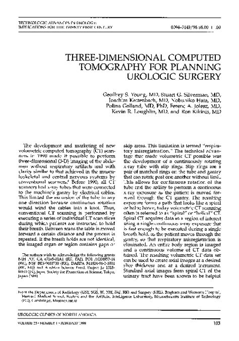 Pdf Three Dimensional Computed Tomography For Planning Urologic
