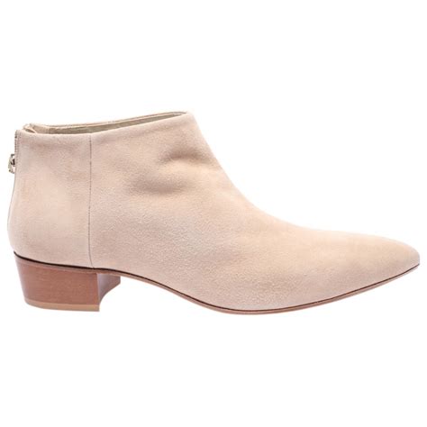 Pre Owned Max Mara Leather Ankle Boots In White Modesens