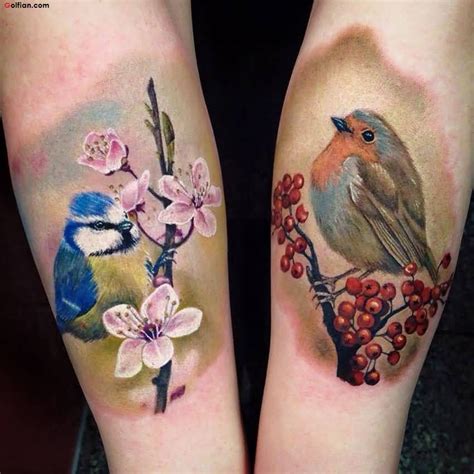 Wonderful 3d Flower And Bird Tattoo For Women Arm Bird