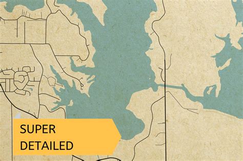Printable Vintage Style Map Of Lake Tyler Texas Instant Etsy