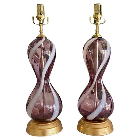 Pair Of Purple Murano Genie Bottle Table Lamps At 1stdibs