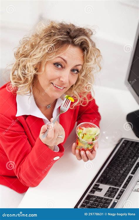Healthy Snack At The Office Stock Image Image Of Female Green 29778631