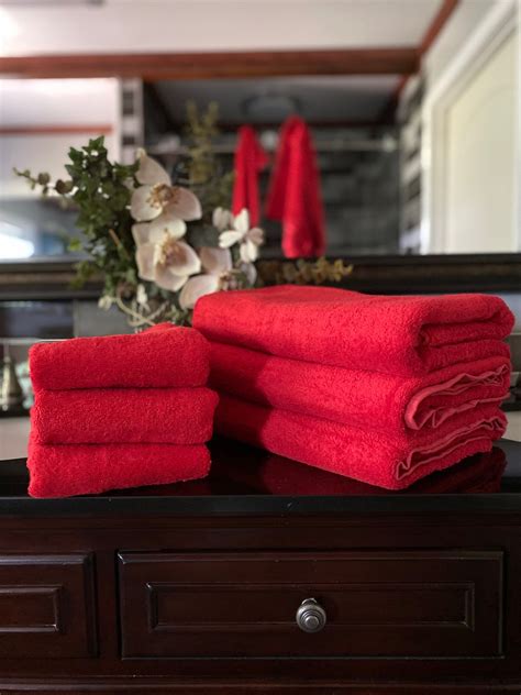 Red Bath Towel Red Bath Towel Set Cotton Bath Towels Red Etsy