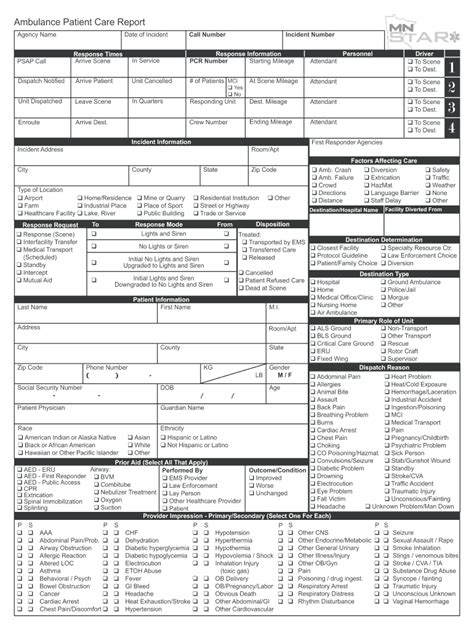 Mn Ambulance Patient Care Report Fill And Sign Printable Template