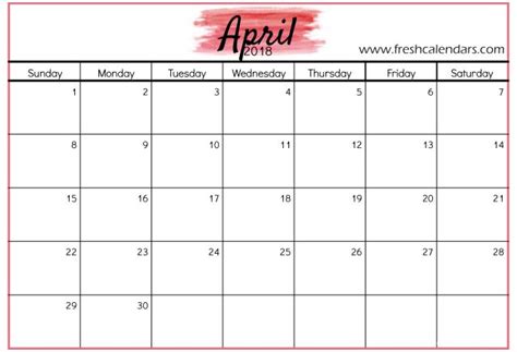 Blank April 2018 Calendar Free Download Printable Templates Lab