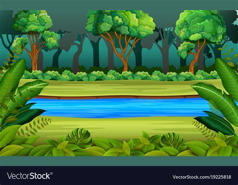 Forest And River Royalty Free Vector Image Vectorstock