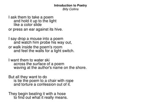 Ppt Introduction To Poetry Billy Collins Powerpoint Presentation