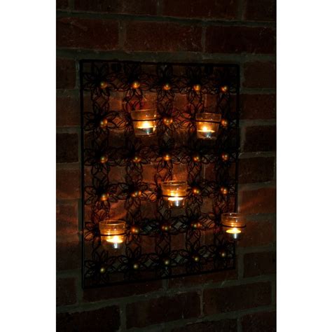 Black metal wall art uk. Flower wall art with candle holder | Black Country Metal Works