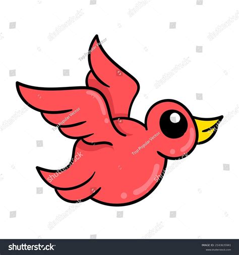 Red Bird Flying Beautiful Sky Vector Stock Vector Royalty Free