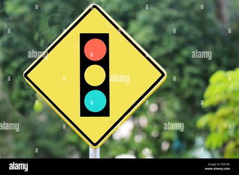 Road Sign Traffic Control Signal Ahead Be Prepare To Stop Stock Photo