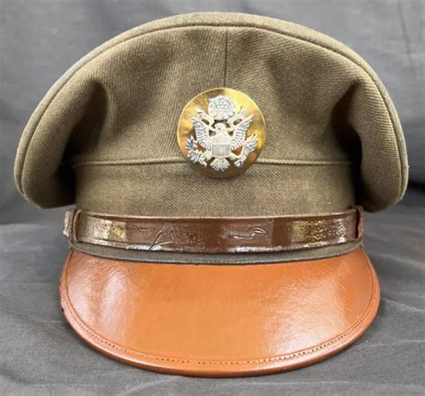 Vintage Ww2 Or Korean War Us Army Military Officers Enlisted Visor Hat