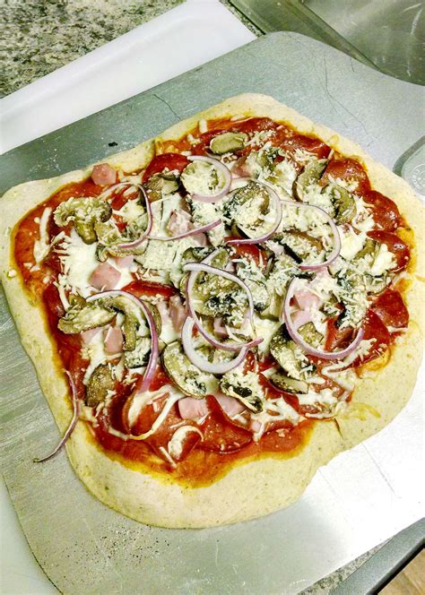 Pepperoni Mushroom Ham And Onion Sourdough Crust Pizza A Kitchen