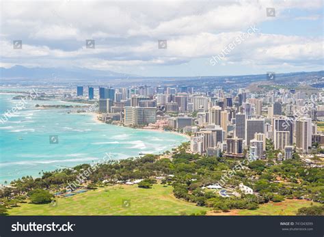 Honolulu Skyline Waikiki Beach Seen Diamond Stock Photo 741043099