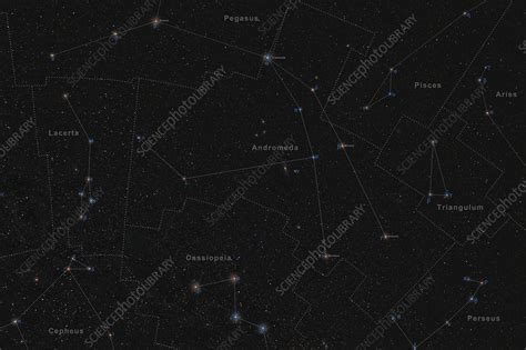 Andromeda Constellation Labeled Diagram Stock Image C0334879