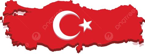 Mapa Da Turquia Com Bandeira Turca 3d Forma Isolada Branca Vetor Png