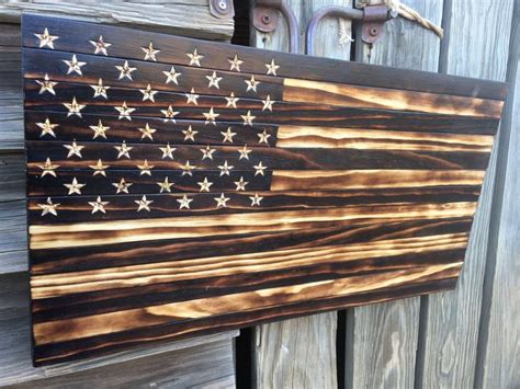 Small Handmade Burned Wood American Flag Etsy American Flag Wood