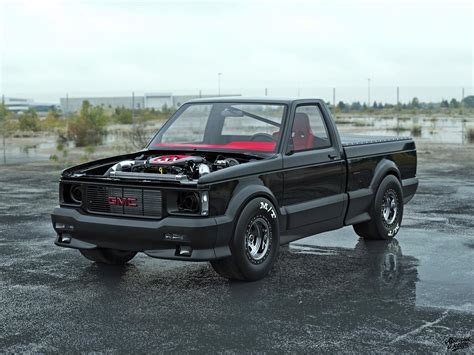 Gmc Syclone “psychlone” Race Truck Rendered With Nissan Gt R Twin Turbo