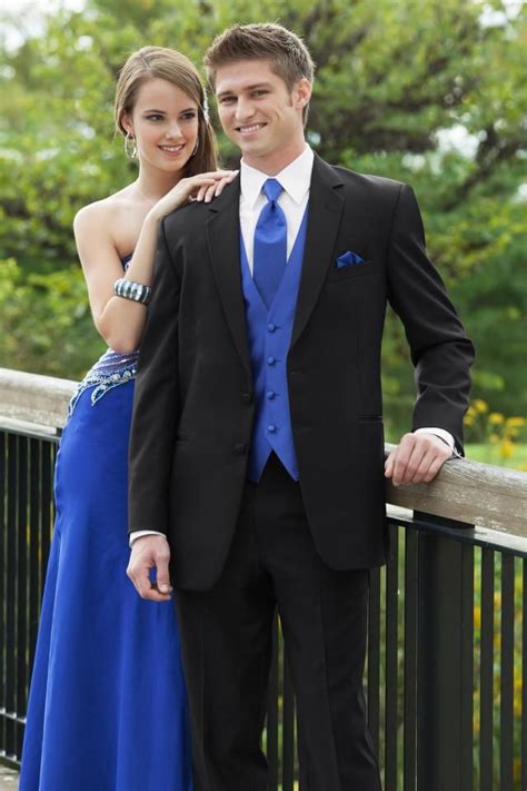 matching royal blue cute prom couple formal wear on stylevore