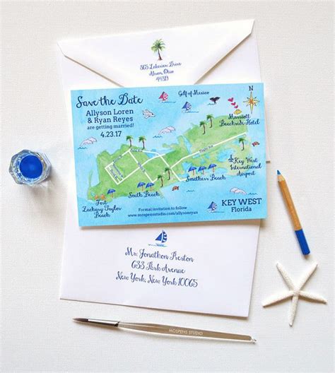 Custom Watercolor Wedding Map Invitations By Artist Michelle Mospens Original Art