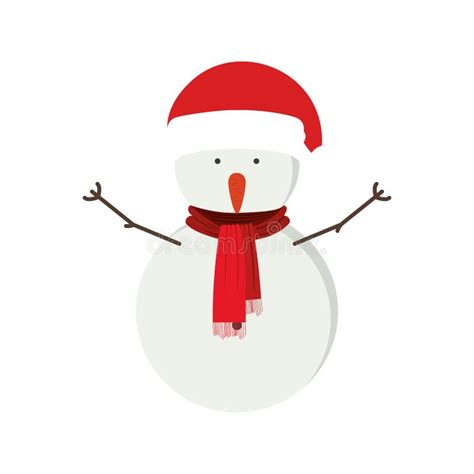 Snowman With Red Hat And Scarf Stock Illustration Illustration Of