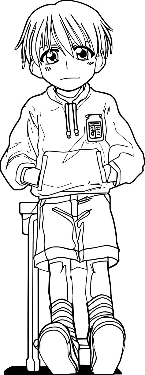 Manga Boy Standing Coloring Page