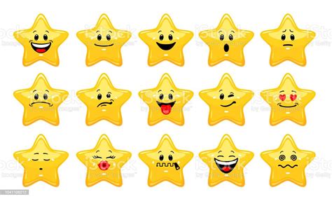 Vector Set Of Star Emoticons Stock Illustration Download Image Now