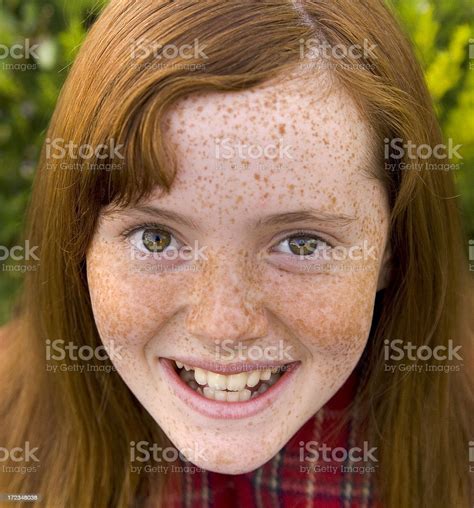 Freckle Face Smiling Redhead Happy Pre Adolescent Christmas Girl