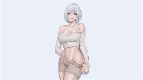 Manual Resize Of Wallpaper Girl Sexy Anime West Boobs Pretty Breasts Workout Sweat
