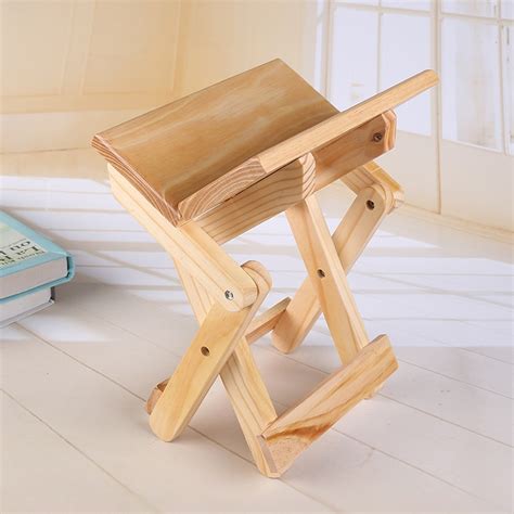 Portable Simple Pine Solid Wooden Folding Stool Outdoor Fishing Chair