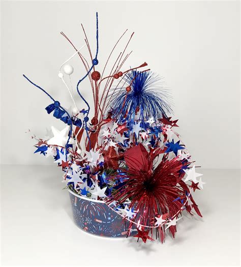 Red White Blue 4th Of July Patriotic Centerpiece Usa Party Bowl