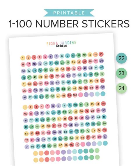 1 100 Number Printable Planner Stickers Number Stickers For Etsy