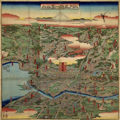 Old japanese world map in 1933world on mercator's projection.info: Hiroshige II. This stunning map of the city of Edo (modern-day Tokyo) was produced in Japan ...