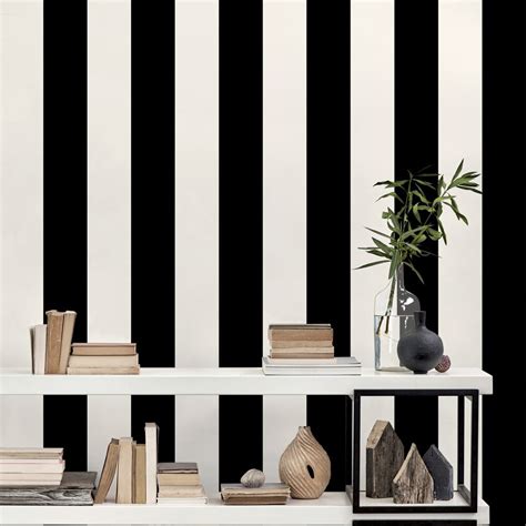 Wide Stripe By Galerie Pearl Black Wallpaper Wallpaper Direct