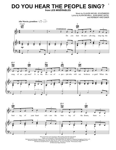 Do You Hear The People Sing Sheet Music By Alain Boublil Piano Vocal
