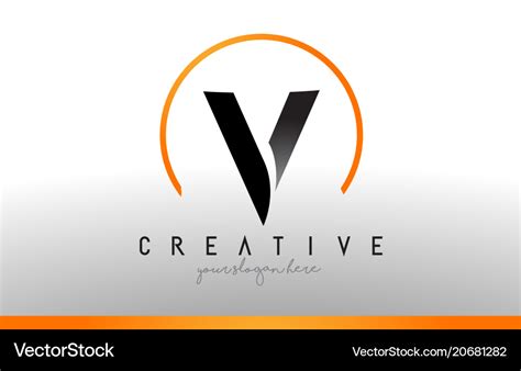 V Letter Logo Design With Black Orange Color Cool Vector Image