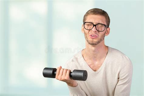 Funny Weak Man Stock Photo Image Of Muscle Background 62606660