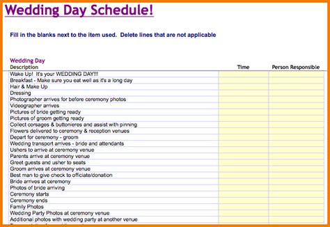 Maybe you would like to learn more about one of these? Expense Report 6 Wedding Day Timeline Template Free ...