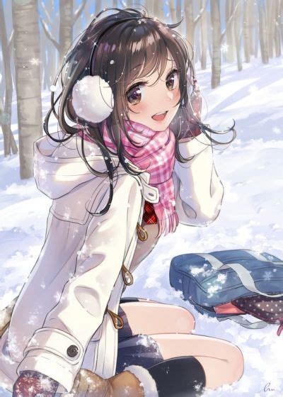 Kawaii Cute Anime Girl With Long Brown Hair