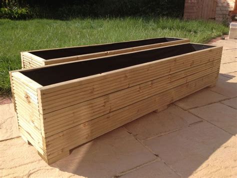 Details About Large Wooden Garden Planter Trough In Decking Boards