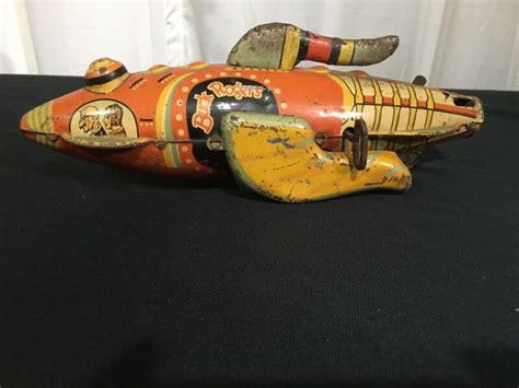 Marx Buck Rogers Wind Up Tin Rocket Space Ship 12” Antique Toy