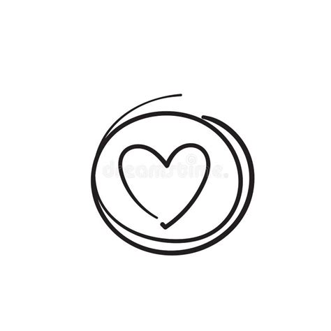 Doodle Heart Love Symbol In The Circle Illustration Hand Drawn Style