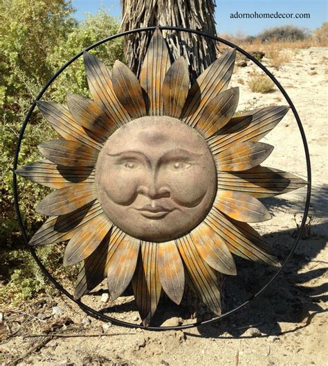From artisans maria and esteban, the cheerful piece is painted in bright colors such as. Metal Sun Wall Decor Flower Rustic Garden Art Indoor Outdoor Patio Sculpture | eBay