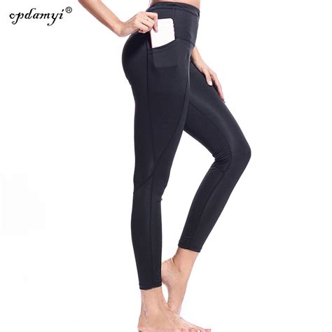 High Waist Sports Yoga Legging For Women With Cell Phone Pockets Workout Pants Tummy Control Gym