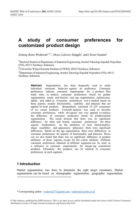 Pdf A Study Of Consumer Preferences For Customized Product Design